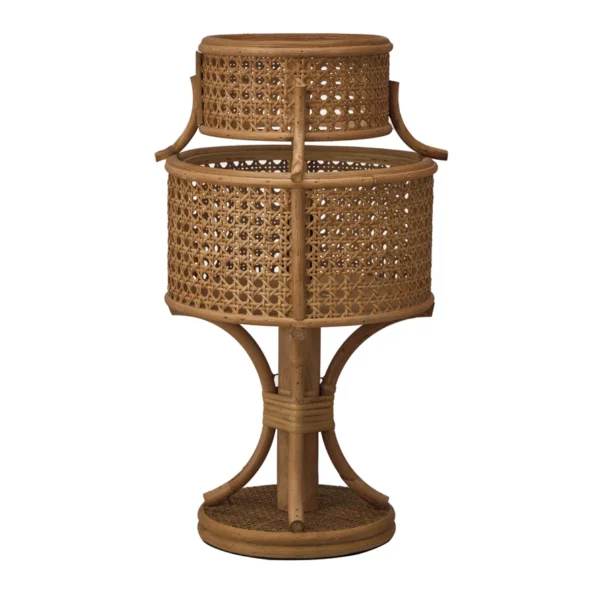 Rattan Vintage Reproduction Table Lamp, Stained Finis